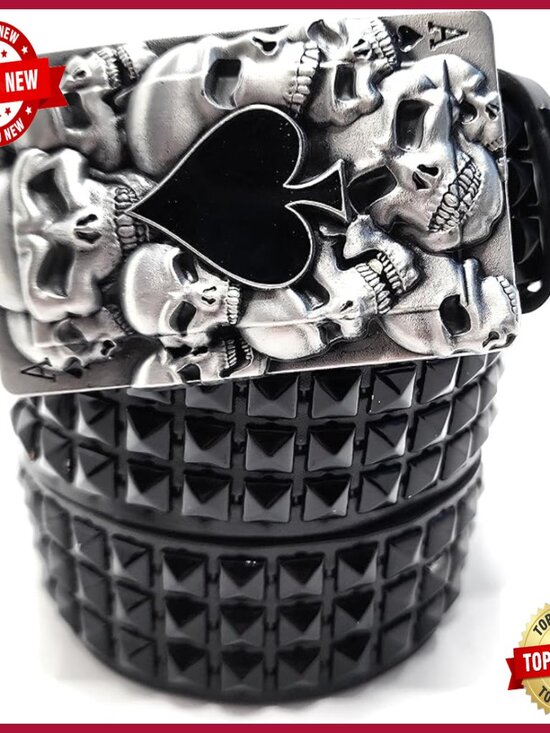 Pyramid Studded Leather Belt Adjustable 32-38 Waist Punk Gothic main image 7